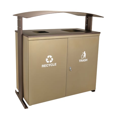 Ex-Cell Kaiser 90-Gal. Outdoor Receptacle - Steel, Sandstone & Bronze Trim RGU-3645 SAND/BRZX